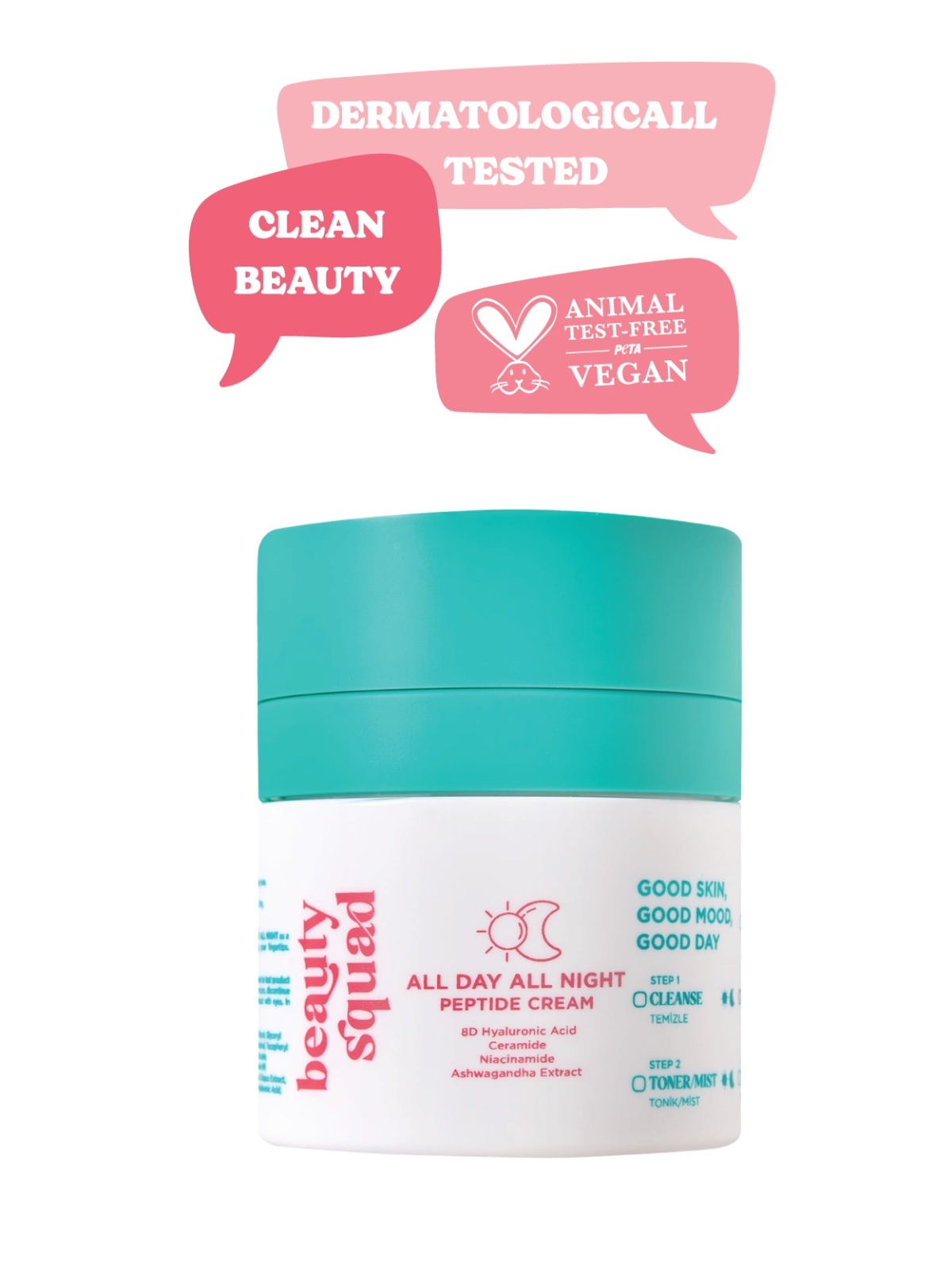 Beauty Squad All Day All Night Peptide Cream - Peptit, 8D Hyaluronik Asit İçeren Nemlendirci Krem - 30 ml
